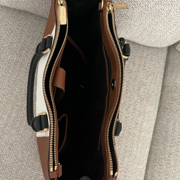 Michael Kors Black, Brown, and White Satchel - Picture 3 of 5